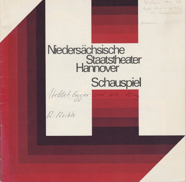 Programmheft Friedrich Hebbel GYGES UND SEIN RING  Staatstheater Hannover 1976