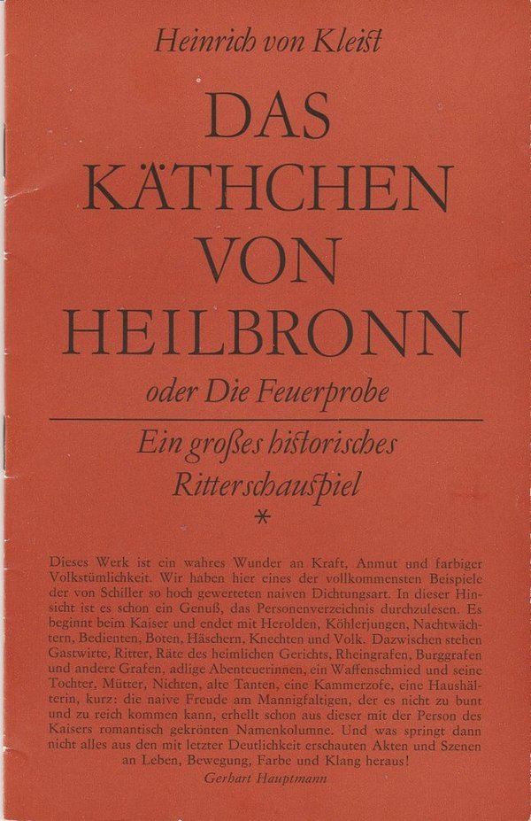 Programmheft Heinrich von Kleist DAS KÄTHCHEN V. HEILBRONN  Theater Dresden 1977