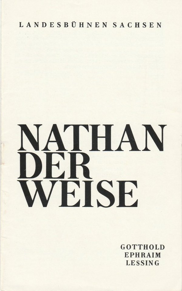 Programmheft Gotthold Ephraim Lessing NATHAN DER WEISE Landesbühnen Sachsen 1975