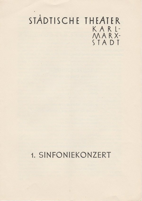 Programmheft 1. Sinfoniekonzert Städtische Theater Karl-Marx-Stadt 1957