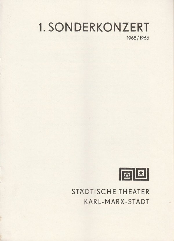 Programmheft 1. Sonderkonzert Städtische Theater Karl-Marx-Stadt 1965
