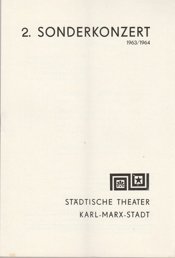 Programmheft 2. Sonderkonzert Städtische Theater Karl-Marx-Stadt 1963