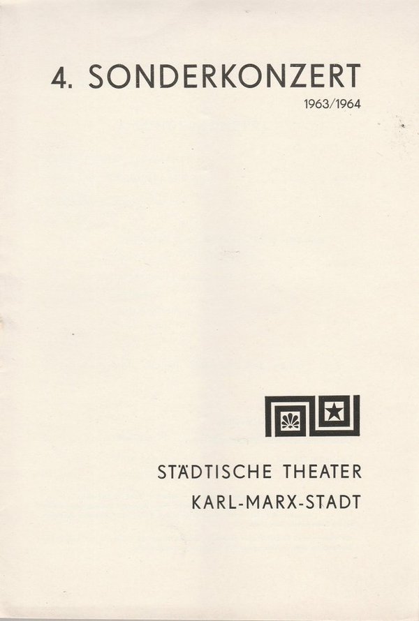 Programmheft 4. Sonderkonzert Städtische Theater Karl-Marx-Stadt 1964