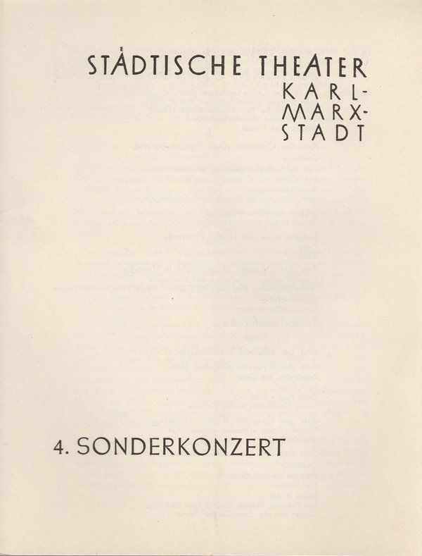 Programmheft 4. Sonderkonzert Städtische Theater Karl-Marx-Stadt 1960
