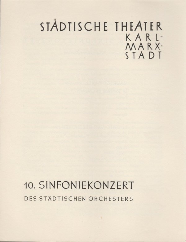 Programmheft 10. Sinfoniekonzert Städtische Theater Karl-Marx-Stadt 1959