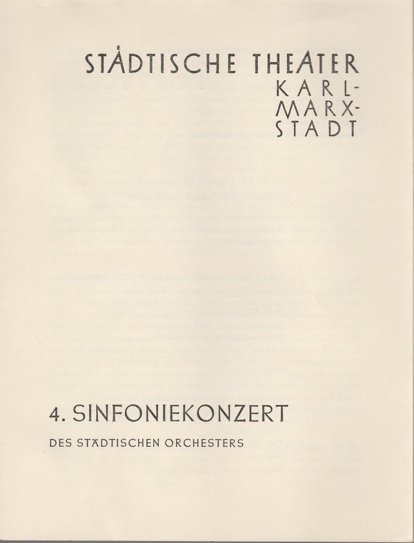Programmheft 4. Sinfoniekonzert Städtische Theater Karl-Marx-Stadt 1959