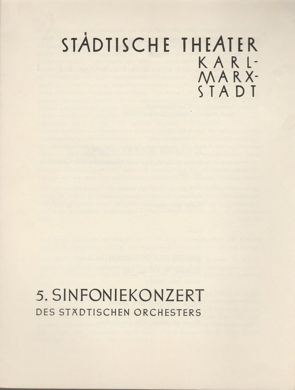 Programmheft 5. Sinfoniekonzert Städtische Theater Karl-Marx-Stadt 1959