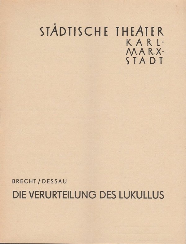 Programmheft Brecht/ Dessau VERURTEILUNG DES LUKULLUS Thea. Karl-Marx-Stadt 1959