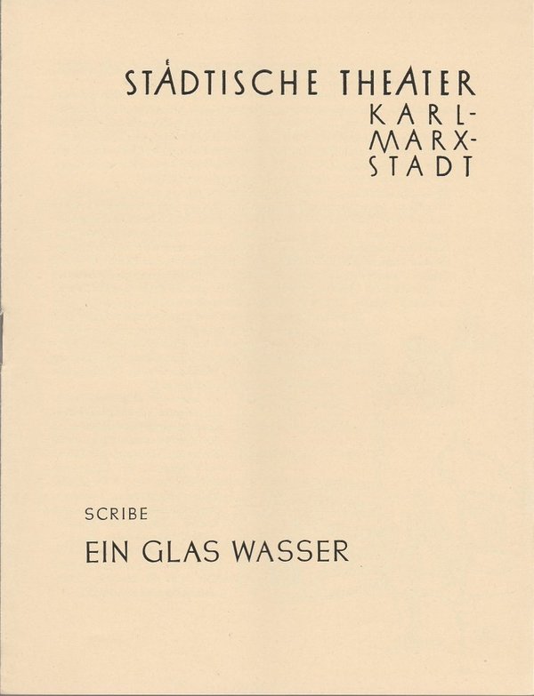 Programmheft Eugene Scribe EIN GLAS WASSER  Theater Karl-Marx-Stadt 1959