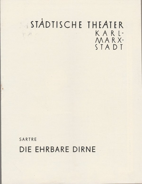 Programmheft Jean Paul Sartre DIE EHRBARE DIRNE Theater Karl-Marx-Stadt 1959