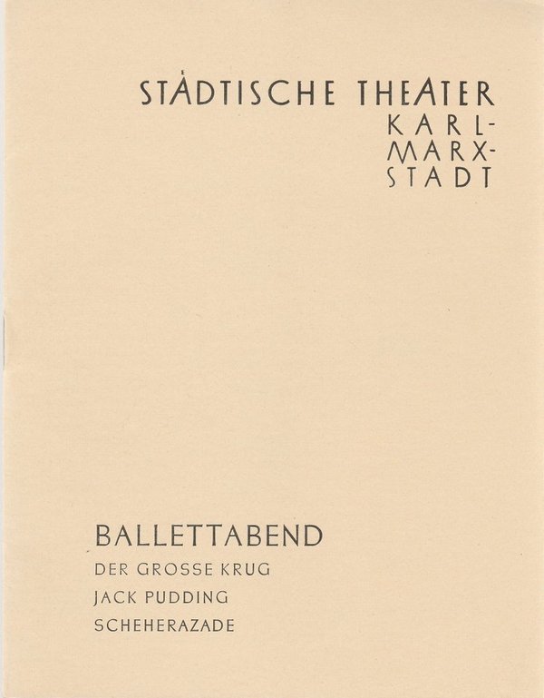 Programmheft BALLETTABEND Städtische Theater Karl-Marx-Stadt 1958