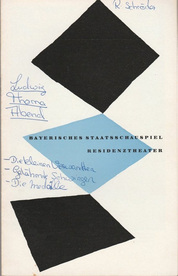 Programmheft LUDWIG THOMA ABEND Bayerisches Staatsschauspiel 1957