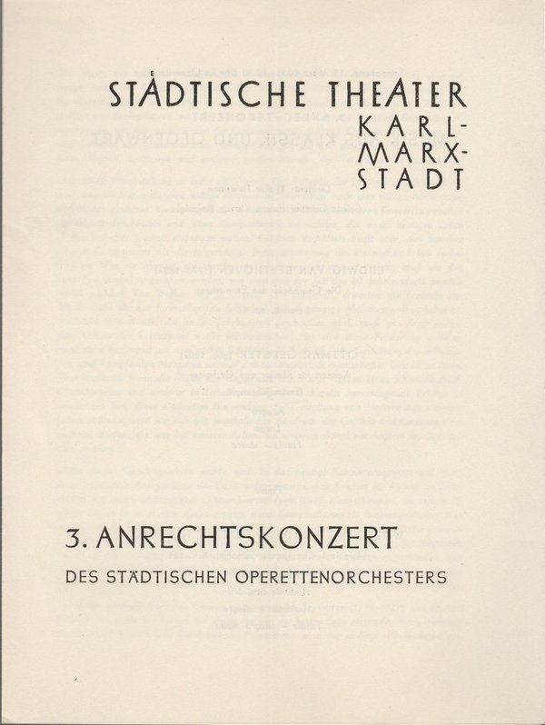 Programmheft 5. ANRECHTSKONZERT des städt. Orchesters Karl-Marx-Stadt 1958