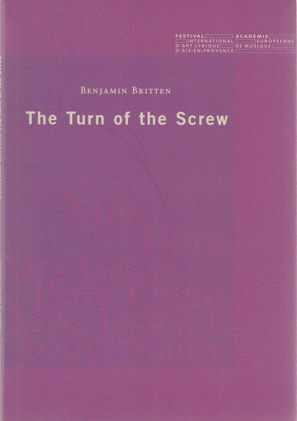 Programmheft Benj. Britten The Turn of the Screw Festival Aix-En-Provence 2001