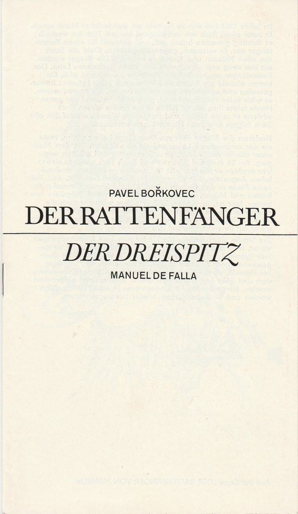 Programmheft DER RATTENFÄNGER / DER DREISPITZ Landesbühnen Sachsen 1981