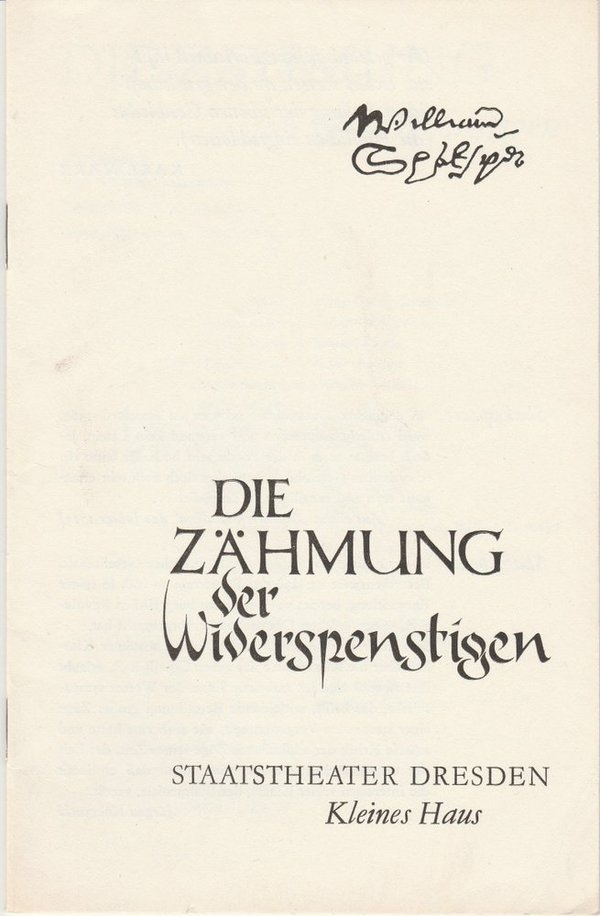 Programmheft DIE ZÄHMUNG DER WIDERSPENSTIGEN Shakespeare Dresden 1975