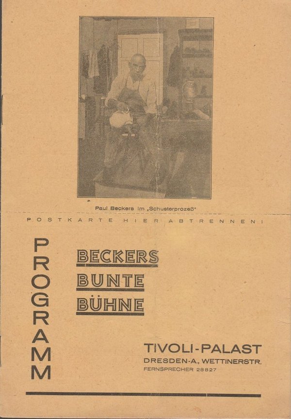 Programmheft DER DRESDNER BILDERBOGEN Beckers Bunte Bühne 1930