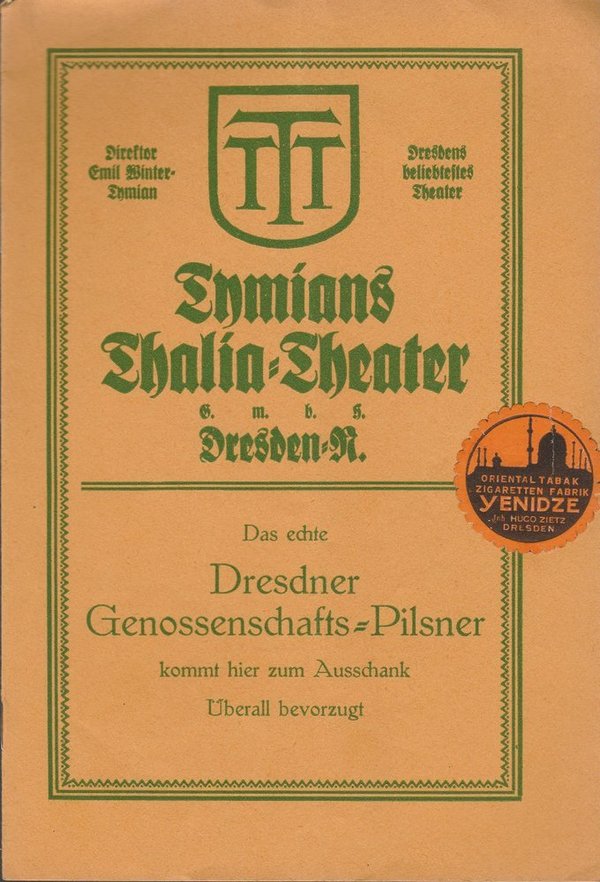 Programmheft Richard Manz DER AMERIKASEPPL Tymians Thalia = Theater 1920