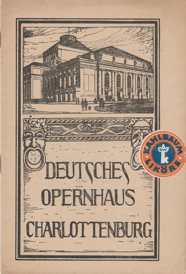 Programmheft CAVALLERIA RUSTICANA Deutsches Opernhaus Charlottenburg 1923