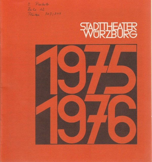 Programmheft Stadttheater Würzburg Spielzeit 1975 / 76 Spielzeitheft