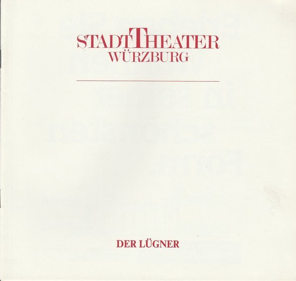 Programmheft Carlo Goldoni DER LÜGNER Stadttheater Würzburg 1986