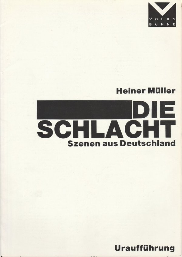 Programmheft Uraufführung Heiner Müller DIE SCHLACHT 1976