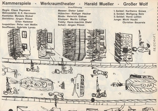 Programmheft Uraufführung Harald Mueller GROßER WOLF Münchner Kammerspiele 1970