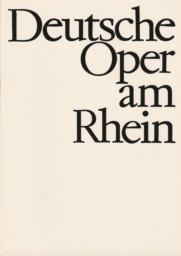 Programmheft Albert Lortzing DER WILDSCHÜTZ Deutsche Oper am Rhein 1966