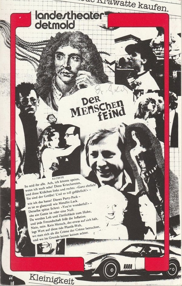 Programmheft Moliere DER MENSCHENFEIND Landestheater Detmold 1983
