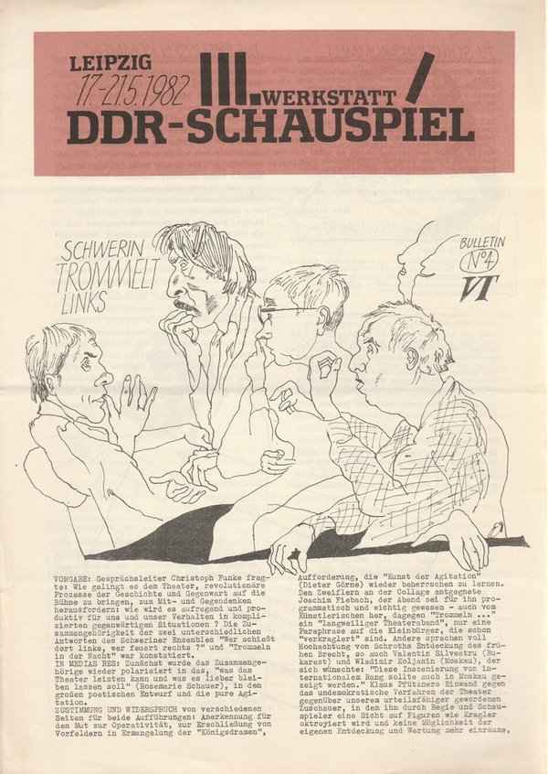 III. Werkstatt DDR-Schauspiel Leipzig 17-21.5.1982 Bulletin No 4