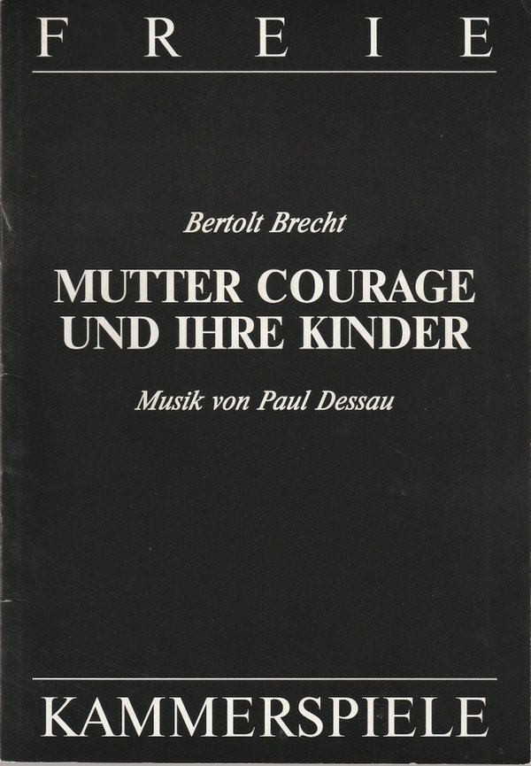 Programmheft Bertolt Brecht MUTTER COURAGE U. IHRE Freie Kammersp. Magdeb.1995