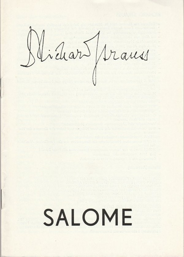Programmheft Richard Strauss SALOME Bühnen der Stadt Zittau 1978