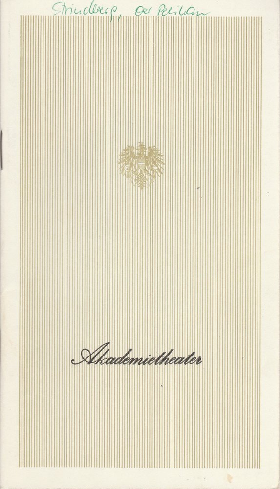Programmheft August Strindberg DER PELIKAN Akademietheater 1978