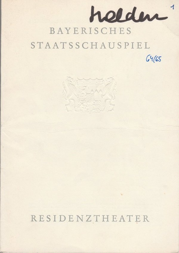 Programmheft Bernard Shaw HELDEN Bayerisches Staatsschauspiel 1964