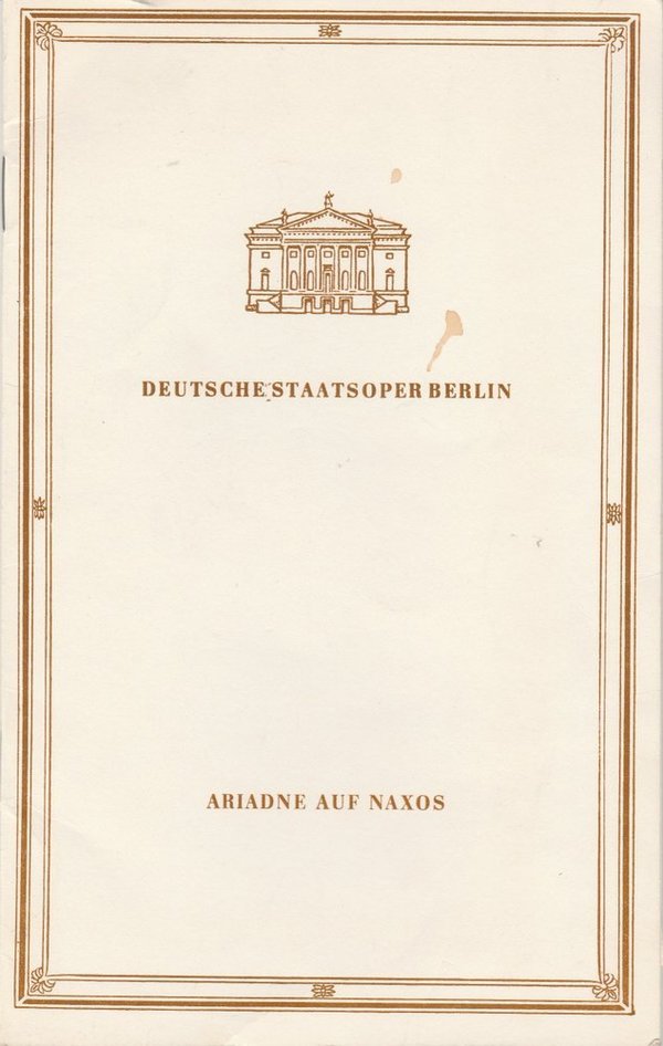 Programmheft Richard Strauss ARIADNE AUF NAXOS  Staatsoper Berlin 1989