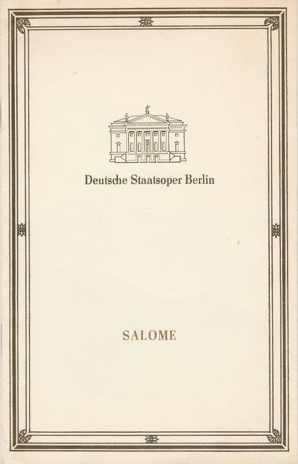 Programmheft Richard Strauss SALOME Deutsche Staatsoper Berlin 1990