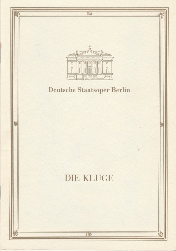 Programmheft Carl Orff DIE KLUGE Deutsche Staatsoper Berlin 1990