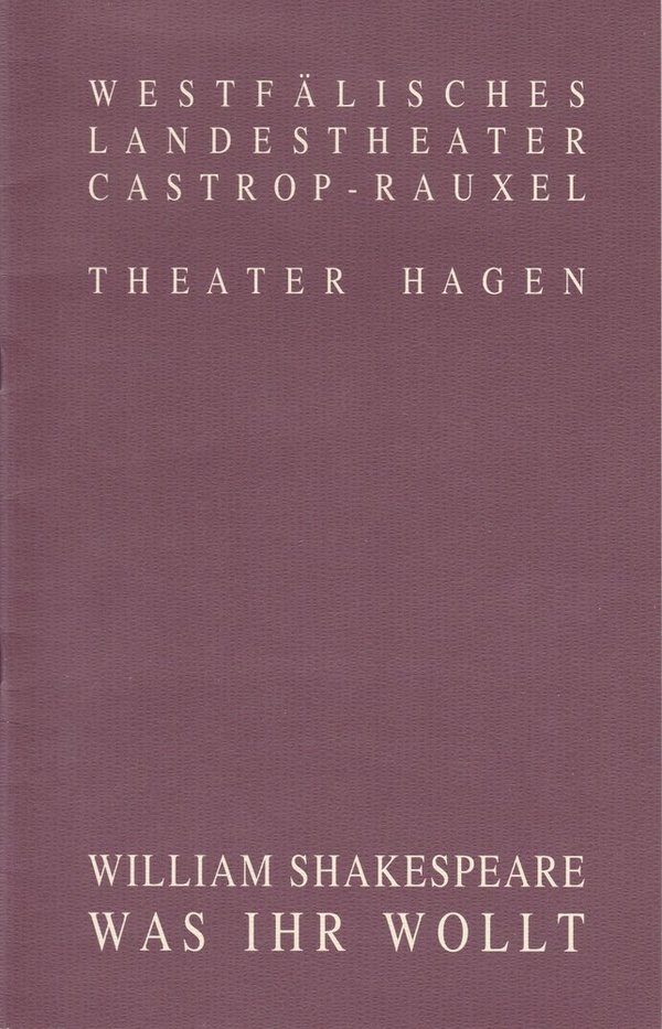 Programmheft William Shakespeare WAS IHR WOLLT Castrop-Rauxel 1993