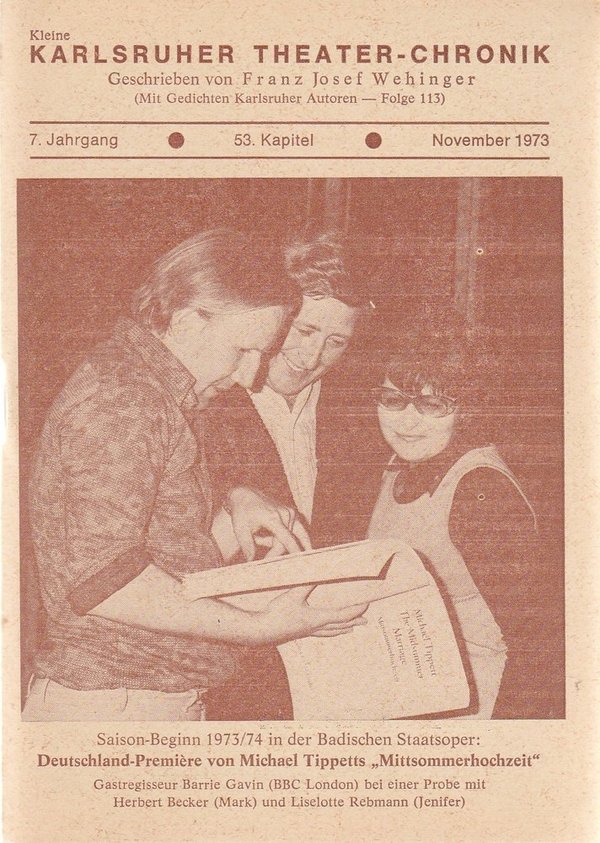 Kleine Karlsruher Theater-Chronik 7. Jahrgang 53. Kapitel 1973