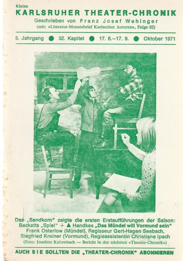 Kleine Karlsruher Theater-Chronik 5. Jahrgang 32. Kapitel 1971