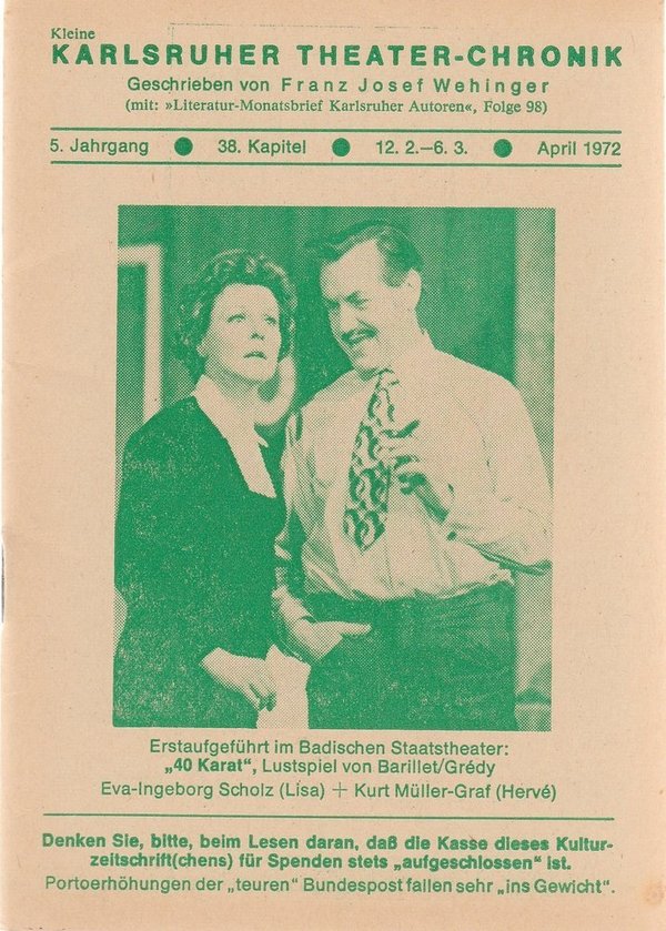 Kleine Karlsruher Theater-Chronik 5. Jahrgang 38. Kapitel 1972