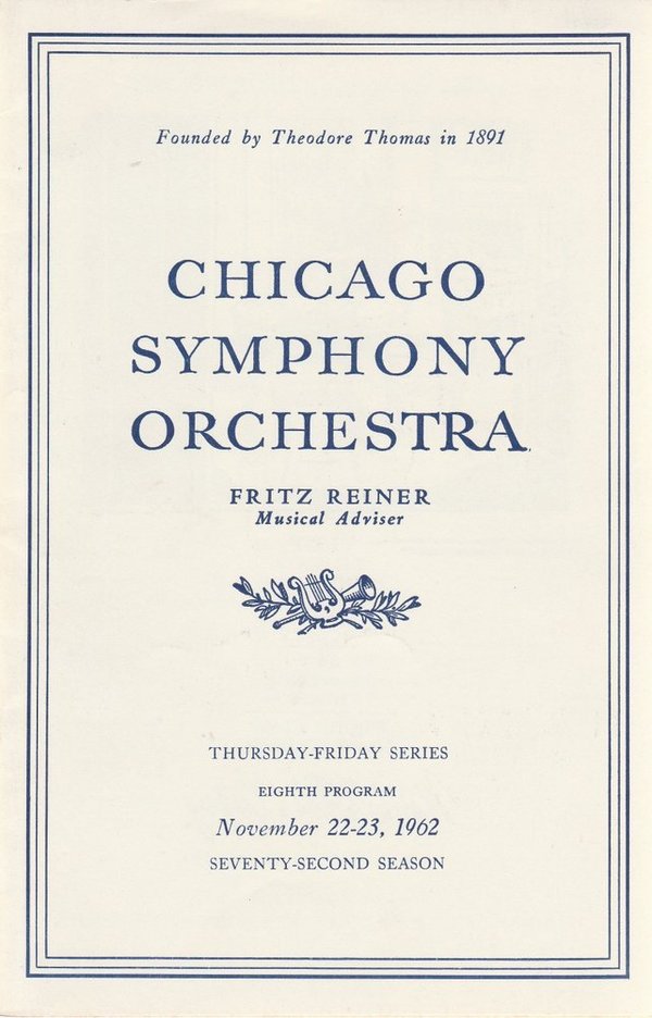 Programmheft Chicago Symphony Orchestra EIGHTH PROGRAMM 1962