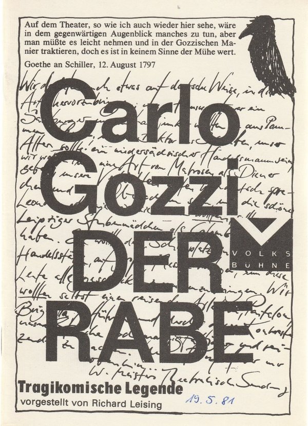 Programmheft Carlo Gozzi DER RABE Volksbühne Berlin 1981
