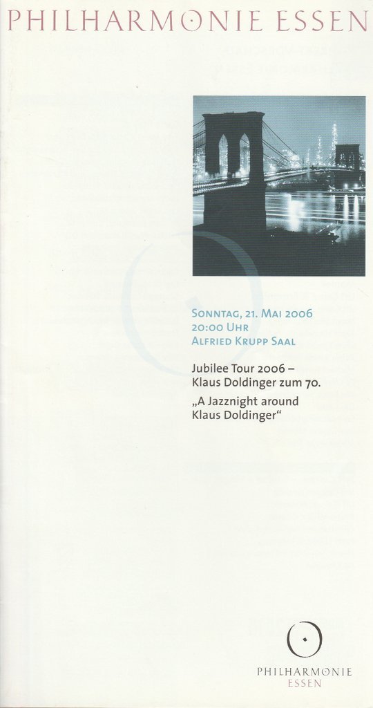 Programmheft JUBILEE TOUR KLAUS DOLDINGER ZUM 70.  Philharmonie Essen 2006
