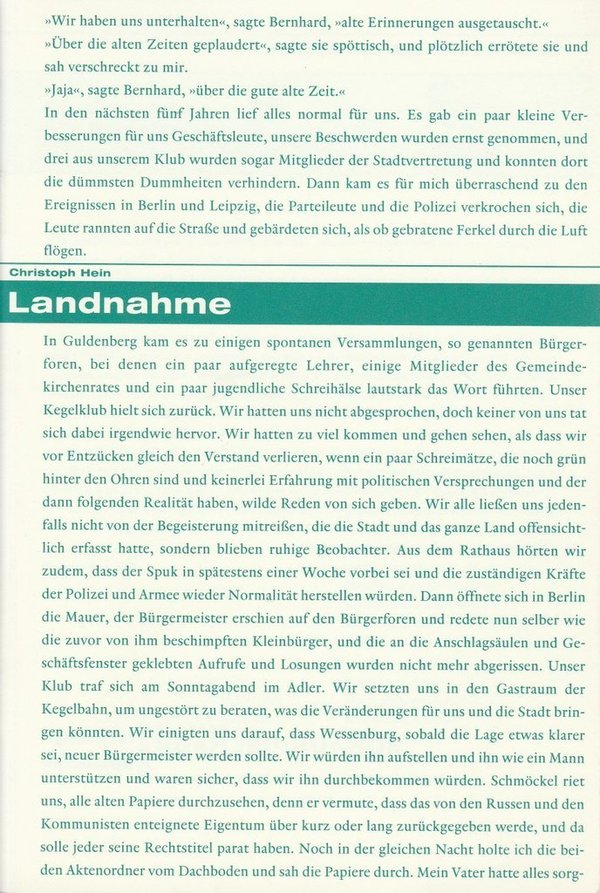 Programmheft Uraufführung Christoph Hein LANDNAHME Staatsschauspiel Dresden 2004