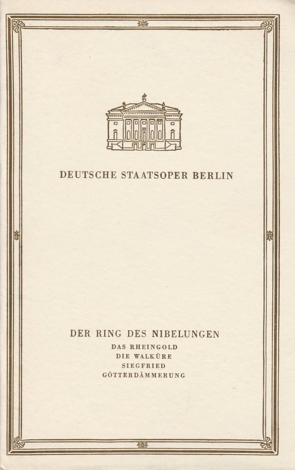 Programmheft R. Wagner DER RING DES NIBELUNGEN Deutsche Staatsoper Berlin 1960