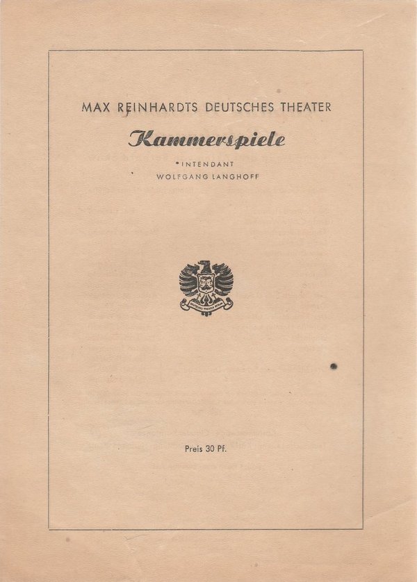 Theaterzettel Shaw KAPITÄN BRASSBOUNDS BEKEHRUNG Deutsches Theater 1946