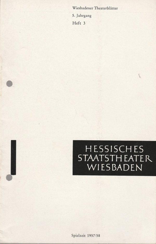 Programmheft Giuseppe Verdi SIMONE BOCCANEGRA Staatstheater Wiesbaden 1958