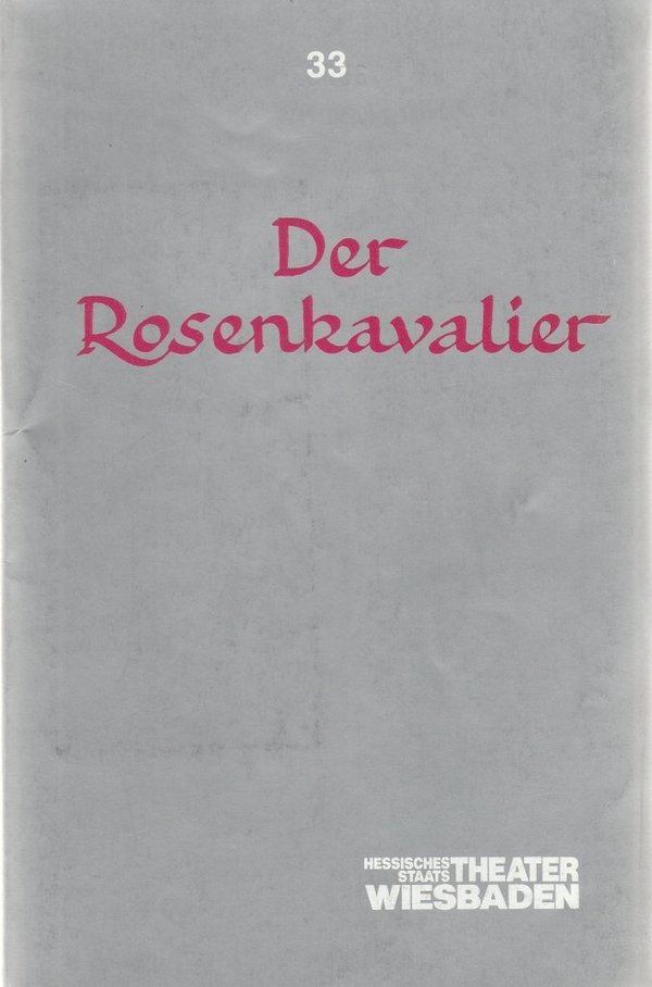 Programmheft Richard Strauss DER ROSENKAVALIER Staatstheater Wiesbaden 1988