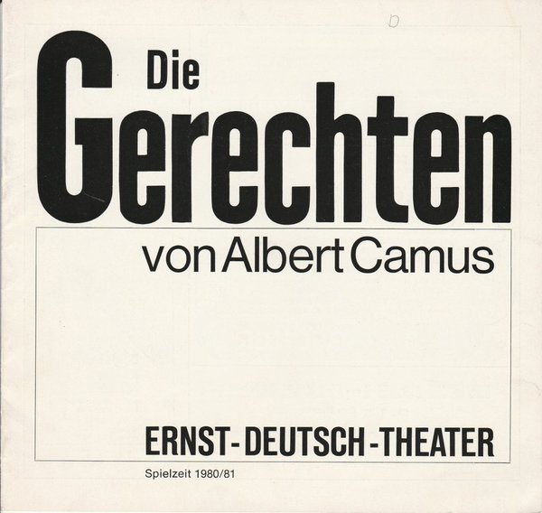 Programmheft Die Gerechten von Albert Camus Ernst Deutsch Theater 1980